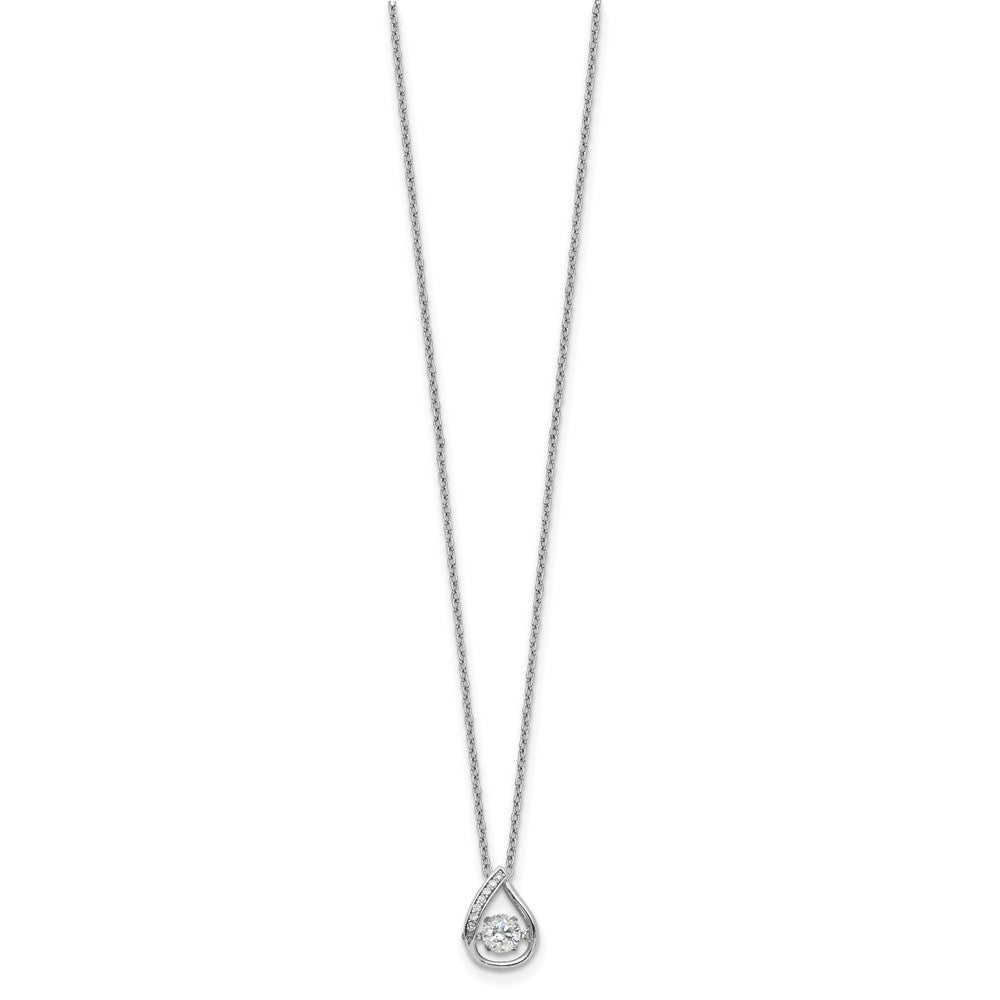 Cheryl M Sterling Silver Rhodium-plated Brilliant-cut Vibrant CZ Teardrop 18 Inch Necklace