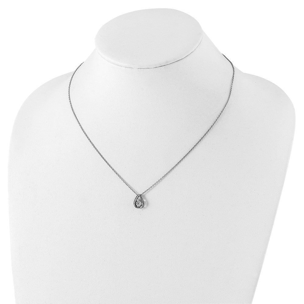 Cheryl M Sterling Silver Rhodium-plated Brilliant-cut Vibrant CZ Teardrop 18 Inch Necklace