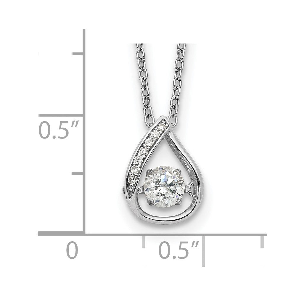 Cheryl M Sterling Silver Rhodium-plated Brilliant-cut Vibrant CZ Teardrop 18 Inch Necklace