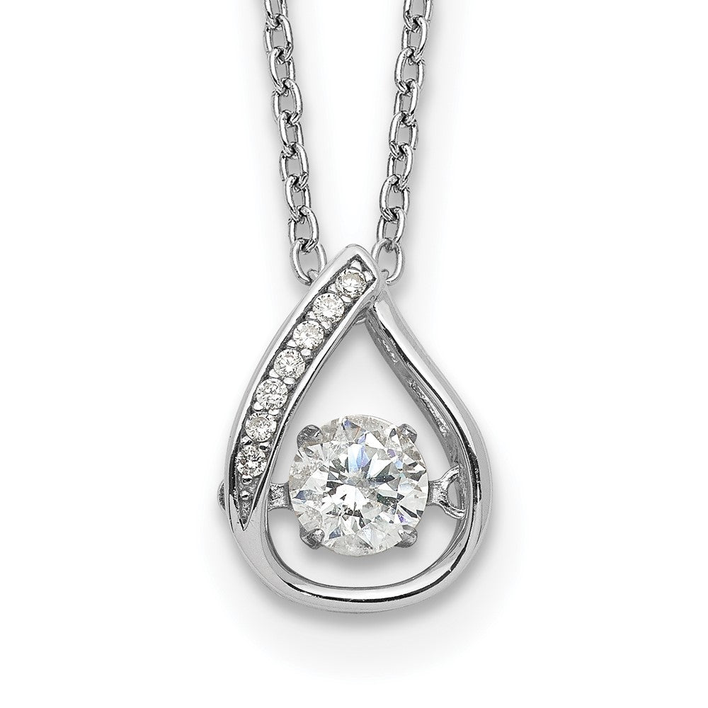 Cheryl M Sterling Silver Rhodium-plated Brilliant-cut Vibrant CZ Teardrop 18 Inch Necklace
