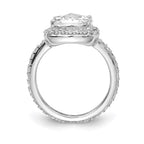 Cheryl M Sterling Silver Rhodium-plated Rose-cut and Brilliant-cut CZ Square Halo Ring