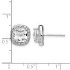 Cheryl M Sterling Silver Rhodium-plated Rose-cut and Brilliant-cut CZ Square Halo Post Earrings