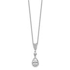 Cheryl M Sterling Silver Rhodium-plated Brilliant-cut CZ Teardrop and Bezel Halo 18 Inch Necklace