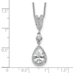 Cheryl M Sterling Silver Rhodium-plated Brilliant-cut CZ Teardrop and Bezel Halo 18 Inch Necklace