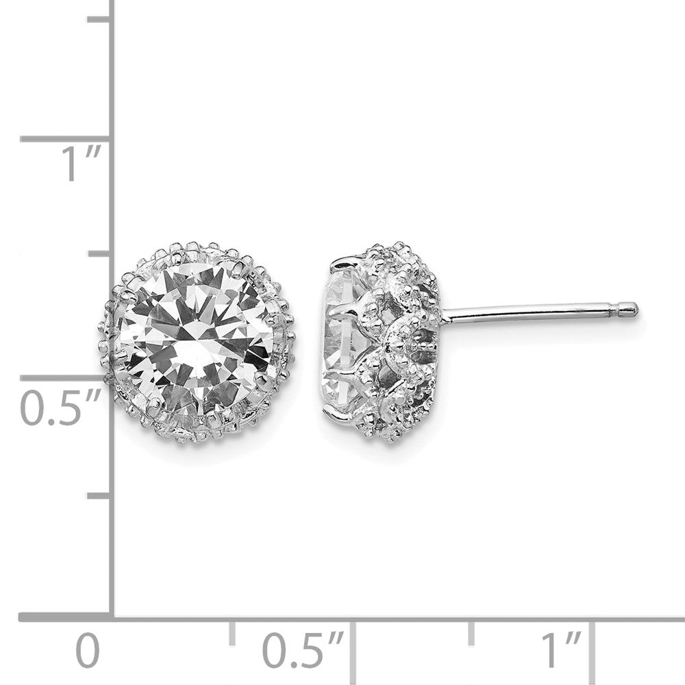 Cheryl M Sterling Silver Rhodium-plated Brilliant-cut CZ Round Post Earrings