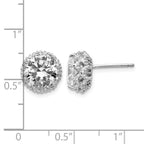 Cheryl M Sterling Silver Rhodium-plated Brilliant-cut CZ Round Post Earrings