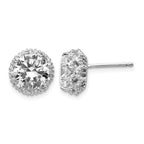 Cheryl M Sterling Silver Rhodium-plated Brilliant-cut CZ Round Post Earrings