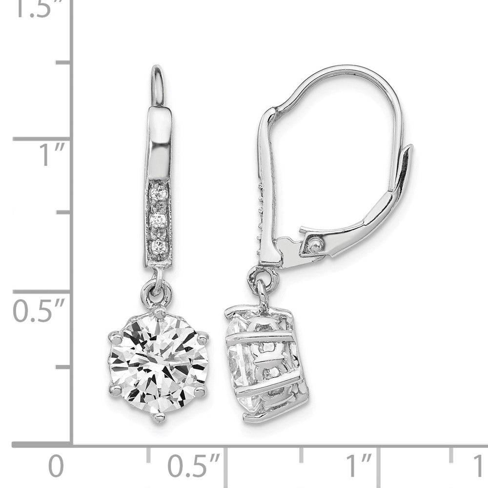 Cheryl M Sterling Silver Rhodium-plated Brilliant-cut CZ Dangle Leverback Earrings