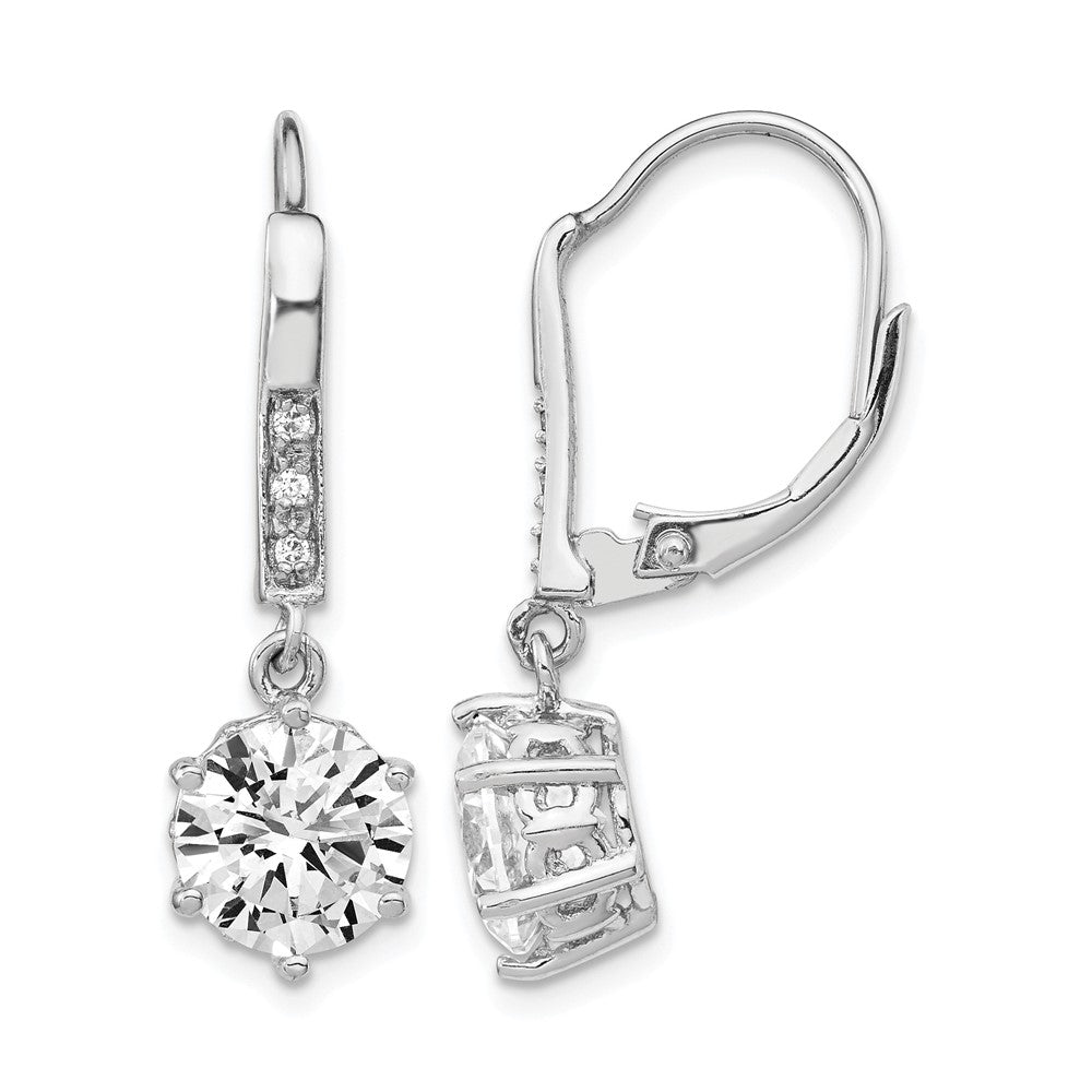 Cheryl M Sterling Silver Rhodium-plated Brilliant-cut CZ Dangle Leverback Earrings