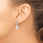 Cheryl M Sterling Silver Rhodium-plated Faceted Briolette and Brilliant-cut CZ Post Dangle Earrings