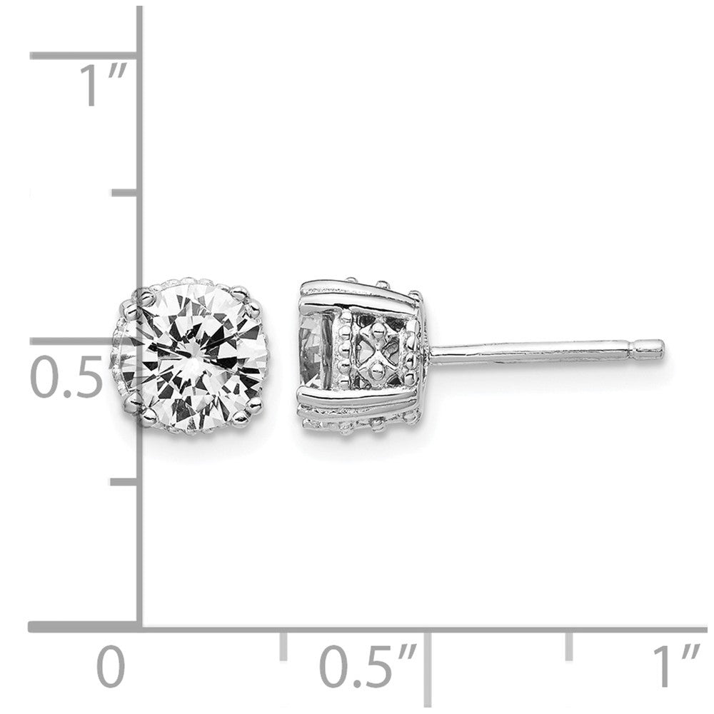Cheryl M Sterling Silver Rhodium-plated Round Brilliant-cut 6.5mm CZ Post Stud Earrings