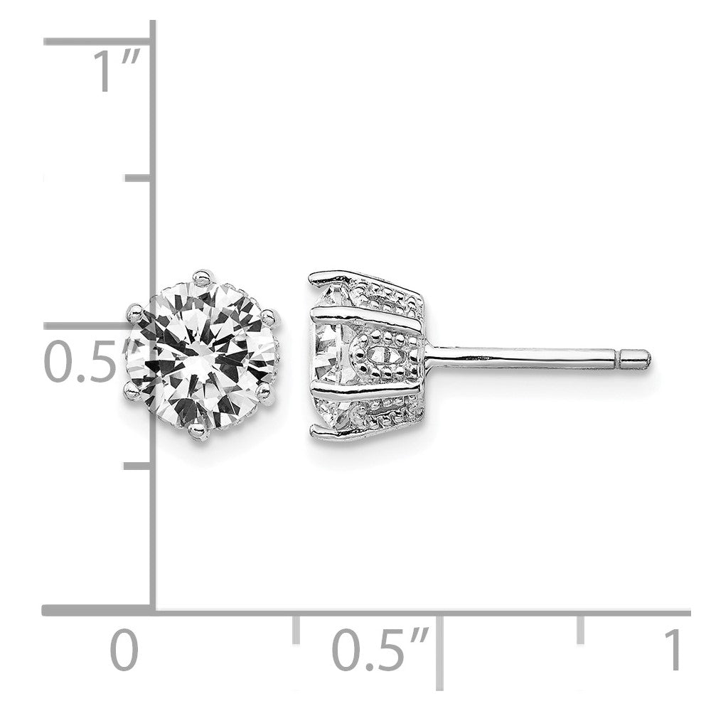 Cheryl M Sterling Silver Rhodium-plated Brilliant-cut 6.5mm CZ Post Stud Earrings