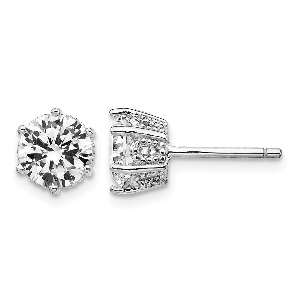 Cheryl M Sterling Silver Rhodium-plated Brilliant-cut 6.5mm CZ Post Stud Earrings
