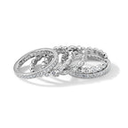 Cheryl M Sterling Silver Rhodium-plated Brilliant-cut CZ 5 Piece Eternity Ring Set