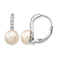 Cheryl M Sterling Silver Rhodium-plated Freshwater Cultured Pearl and Brilliant-cut CZ Leverback Earrings