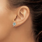 Cheryl M Sterling Silver Rhodium-plated Brilliant-cut Green Glass and Brilliant-cut White CZ Four Leaf Clover Post Earrings
