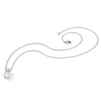 Cheryl M Sterling Silver Rhodium-plated Cabochon Lab Created Opal and Brilliant-cut CZ Split Bail 18 Inch Necklace