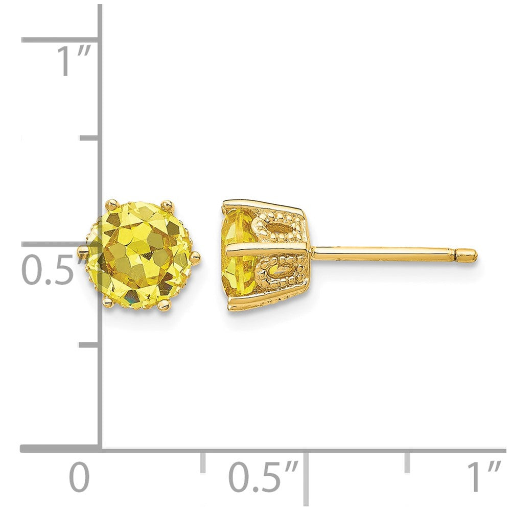 Cheryl M Sterling Silver Gold-plated Yellow Brilliant-cut 6.5mm CZ Stud Post Earrings