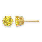 Cheryl M Sterling Silver Gold-plated Yellow Brilliant-cut 6.5mm CZ Stud Post Earrings