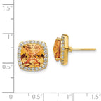 Cheryl M Sterling Silver Gold-plated Brilliant-cut Champagne and White CZ Post Earrings