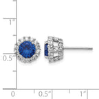 Cheryl M Sterling Silver Rhodium-plated Brilliant-cut Lab Created Dark Blue Spinel and Brilliant-cut White CZ Round Halo Post Earrings