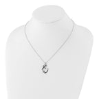 Cheryl M Sterling Silver Rhodium-plated with Black Rhodium Accent Brilliant-cut Black and White CZ Bunny Rabbit 18 Inch Necklace