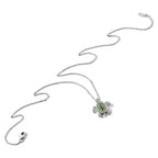 Cheryl M Sterling Silver Rhodium-plated Brilliant-cut Green Glass and Brilliant-cut White CZ Turtle 18 Inch Necklace