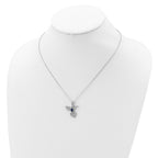Cheryl M Sterling Silver Rhodium-plated Brilliant-cut Lab Created Dark Blue Spinel and Brilliant-cut White CZ Hummingbird 18 Inch Necklace