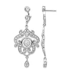 Cheryl M Sterling Silver Rhodium-plated Brilliant-cut Bezel CZ Fancy Chandelier Post Dangle Earrings