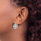 Cheryl M Sterling Silver Rhodium-plated Fancy Brilliant-cut CZ Leverback Earrings