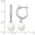 Cheryl M Sterling Silver Rhodium-plated Freshwater Cultured Pearl and Brilliant-cut CZ Dangle Earrings