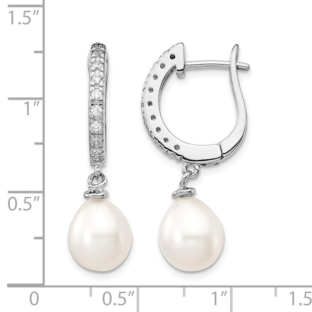 Cheryl M Sterling Silver Rhodium-plated Freshwater Cultured Pearl and Brilliant-cut CZ Dangle Earrings