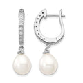 Cheryl M Sterling Silver Rhodium-plated Freshwater Cultured Pearl and Brilliant-cut CZ Dangle Earrings