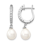 Cheryl M Sterling Silver Rhodium-plated Freshwater Cultured Pearl and Brilliant-cut CZ Dangle Earrings