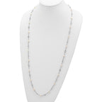 Cheryl M Sterling Silver Rhodium-plated Freshwater Cultured Pearl and Brilliant-cut CZ Bezel Station 36 Inch Necklace