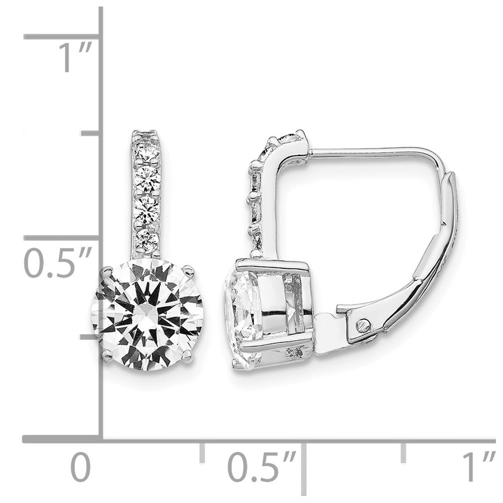 Cheryl M Sterling Silver Rhodium-plated Brilliant-cut CZ Leverback Earrings