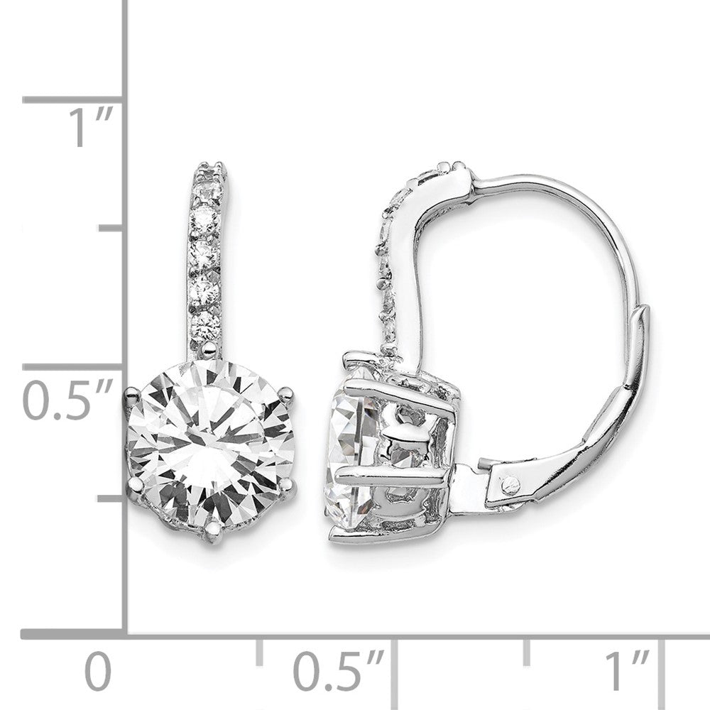 Cheryl M Sterling Silver Rhodium-plated Brilliant-cut CZ Leverback Earrings