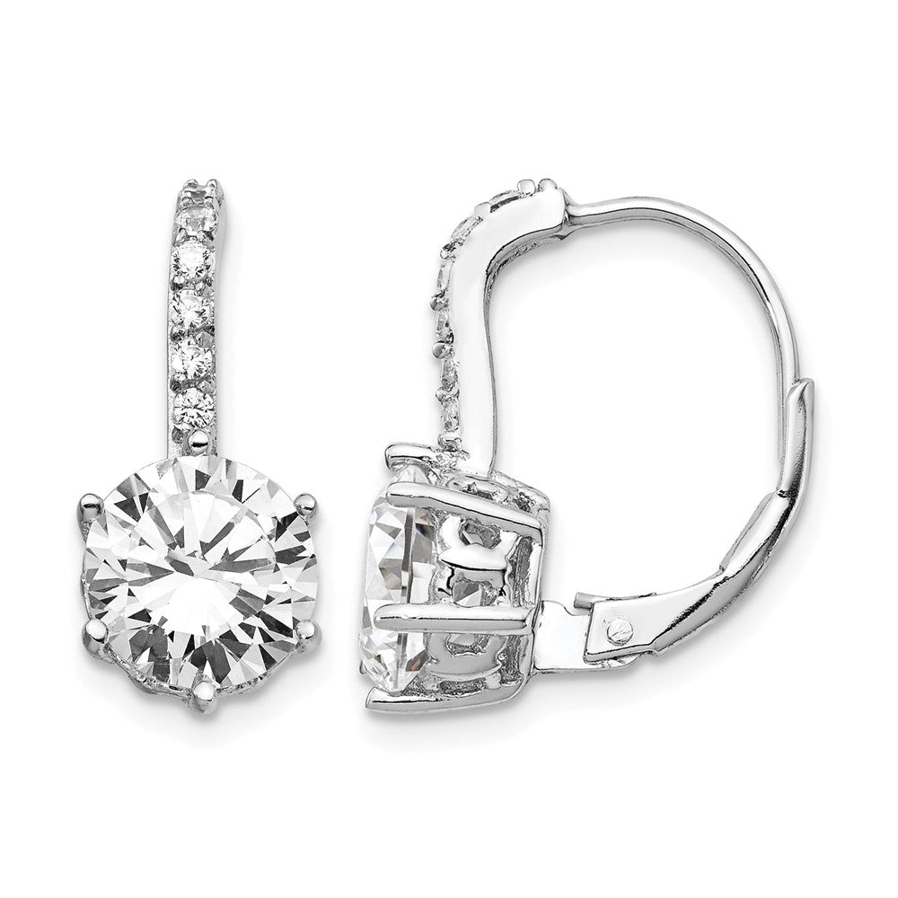 Cheryl M Sterling Silver Rhodium-plated Brilliant-cut CZ Leverback Earrings
