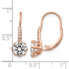 Cheryl M Sterling Silver Rose Gold-plated Brilliant-cut CZ Leverback Dangle Earrings