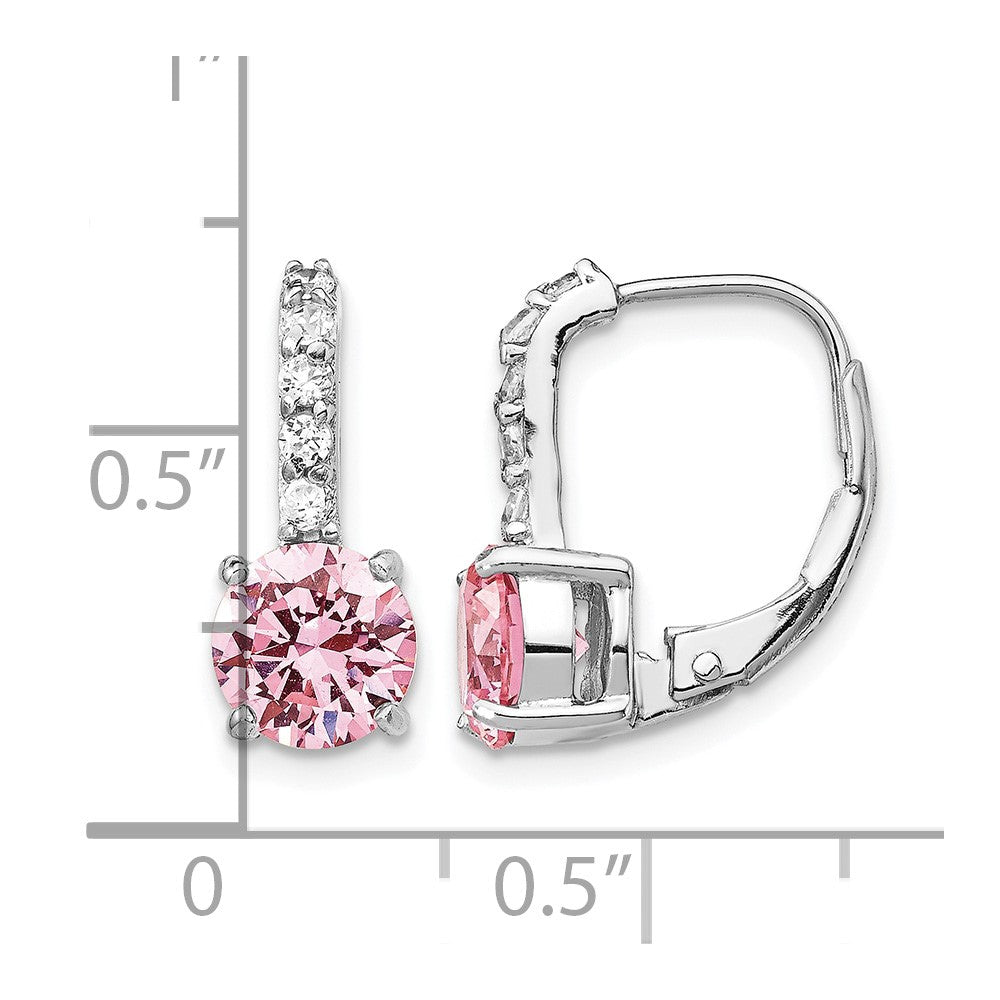 Cheryl M Sterling Silver Rhodium-plated Pink and White Brilliant-cut CZ Leverback Earrings