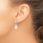 Cheryl M Sterling Silver Rhodium-plated Teardrop White Freshwater Cultured Pearl and Brilliant-cut CZ Post Dangle Earrings