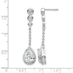 Cheryl M Sterling Silver Rhodium-plated Brilliant-cut CZ Bezel & Teardrop Halo Post Dangle Earrings