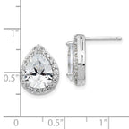 Cheryl M Sterling Silver Rhodium-plated Brilliant-cut Teardrop CZ Halo Post Earrings