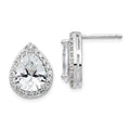 Cheryl M Sterling Silver Rhodium-plated Brilliant-cut Teardrop CZ Halo Post Earrings