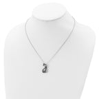 Cheryl M Sterling Silver Rhodium-plated with Black Rhodium Accent Brilliant-cut Black Green and White CZ Giraffes 18 Inch Necklace