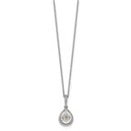 Cheryl M Sterling Silver Rhodium-plated Checkerboard-cut and Brilliant-cut CZ Halo Teardrop 18 Inch Necklace