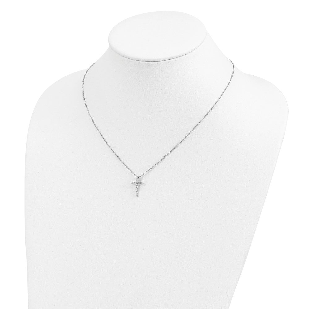 Cheryl M Sterling Silver Rhodium-plated Brilliant-cut CZ Cross 18 Inch Necklace
