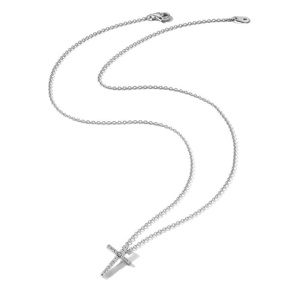 Cheryl M Sterling Silver Rhodium-plated Brilliant-cut CZ Cross 18 Inch Necklace