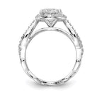 Cheryl M Sterling Silver Rhodium-plated Brilliant-cut Round CZ Halo Center and Twisted Design Ring