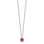 Cheryl M Sterling Silver Rhodium-plated Brilliant-cut Lab Created Ruby and Brilliant-cut White CZ Round Halo 18 Inch Necklace